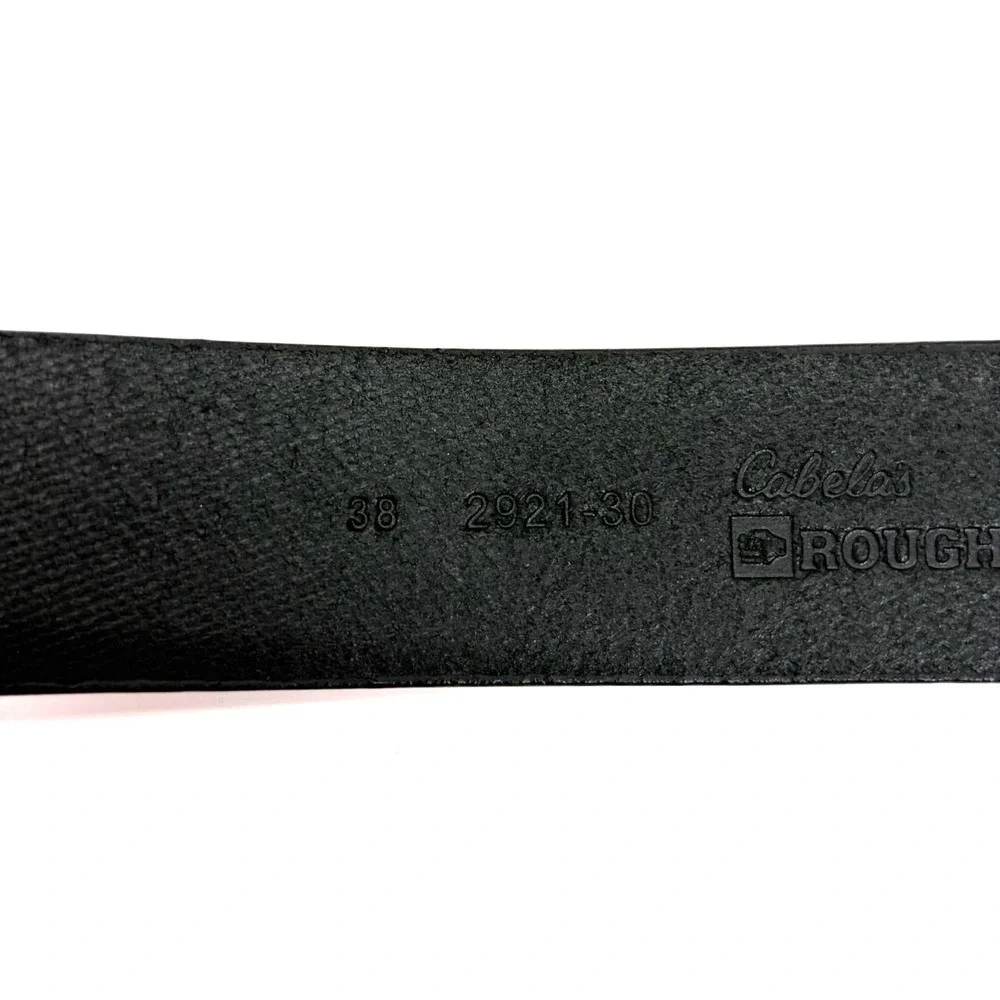 CABELAS Black BUFFALO LEATHER Belt Full Grain Roughneck 38